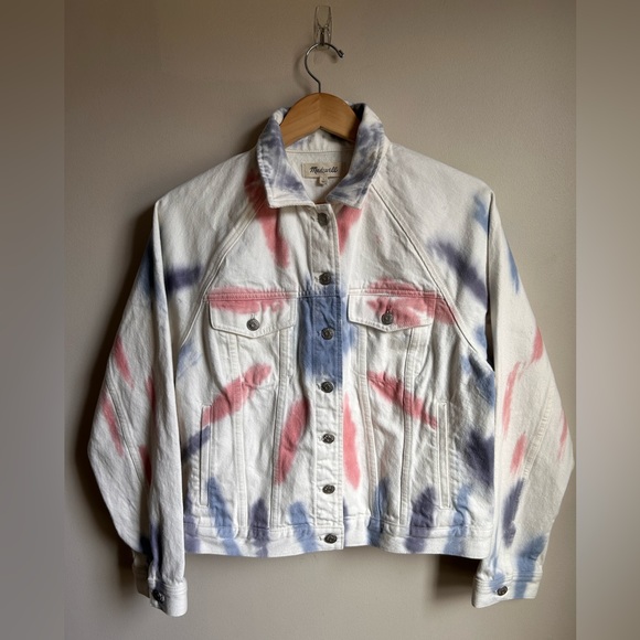 Madewell The Raglan Oversized Jean Jacket: Tie-Dyed Edition size XL - Picture 6 of 12